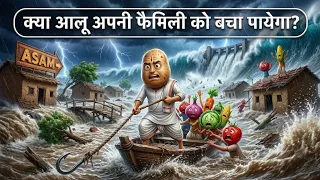 Kya Aalu Apni Family Ko Bacha Payega? 😭💔 | Assam Ka Bhayanak Tufan | Aalu Ki Animated Kahani 4k