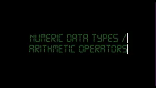 Numeric Data Types Arithmetic Operators