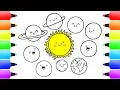 How to Draw CUTE Planets AWESOME Solar System Drawing Tutorial for Kids Earth Sun Mars More