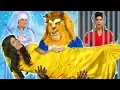 BEAST SAVES BELLE WHEN FAIRY GODMOTHER HELPS With Elsa Belle and Cinderella Totally TV