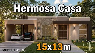 DISEÑO DE CASA MODERNA 15x13m (Modelo 130)