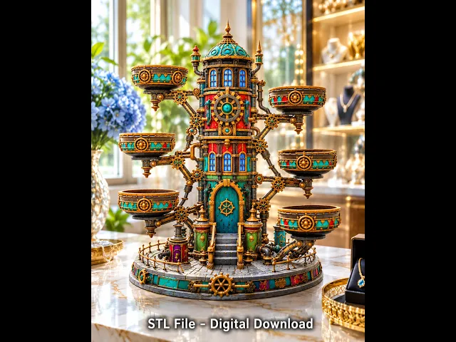 Steampunk Key & Jewelry Organizer STL File for 3D Print video thumbnail