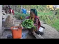Lagu How to cook curry of organic vegetables and eat together inside village kitchen