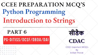 CDAC CCEE Preparation MCQ s Python Programming Introduction to Strings Part 6