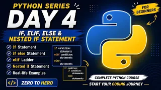 Python Series Day 4 If Else Elif Nested If Statement in Python Python for Beginners