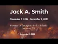 Jack A Smith Funeral December 5 2020 Jackson TN at George A Smith Sons