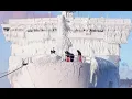 LARGE FROZEN ICEBREAKER SHIPS CRASH FAT ICE! SCARY WINTER CYCLONE \u0026 HORRIBLE WAVES IN STORM!