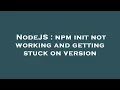 NodeJS npm init not working and getting stuck on version