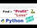 Find Profit and Loss in Python Cost price and selling price Python Tutorial Hindi easy coding