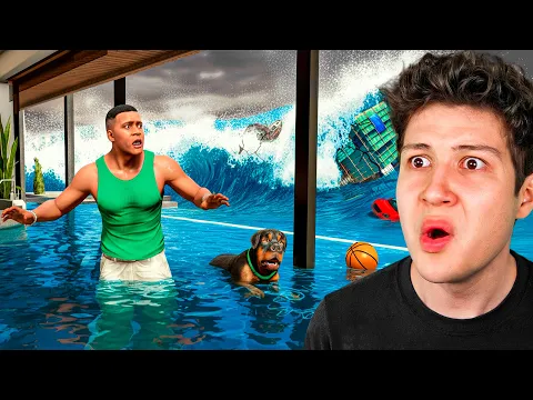 Video Thumbnail: Un TSUNAMI GIGANTE DESTRUYE la CASA de FRANKLIN en GTA 5! 馃寠馃彙 (Mods)