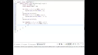 Create a Table of Powers Java