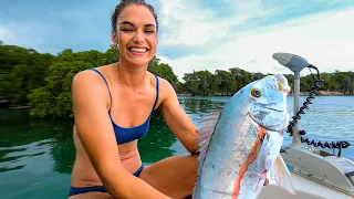 Spearfishing Mangroves for Food – Crazy Shark Encounter!