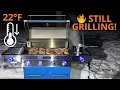 Grilling in 22 F with the Monument Grills 35633B Matte Blue Infrared Propane Grill