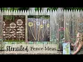 Stenciled Fence Ideas Using Large Floral Wall Stencils Backyard Makeover