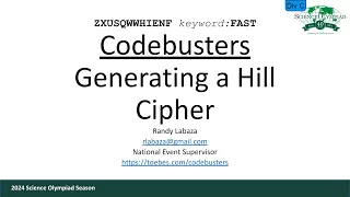 Codebusters - Generating a Hill Cipher