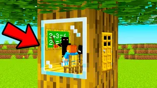 CRIEI UMA MINI ESCOLA SECRETA NA CASA DA ÁRVORE NO MINECRAFT