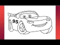 How to draw Lightning McQueen car drawing step by step