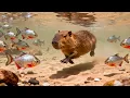 Piranhas kill capybaras without mercy in the Wild Amazon Amazon River