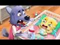 Big Bad Wolf Takes Care of Baby Baby Care Diaper Change Kids Songs Mimi and Daddy