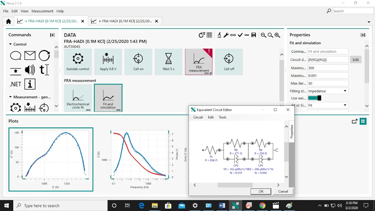 How to Fit Nyquist Plot electrochemical impedance spectroscopy using Nova 2.1.4