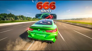 Instant Extreme Speed Test 666 MPH: 15 Cars (BMW, Bugatti, Porsche...) vs 666+ MPH - BeamNG Drive