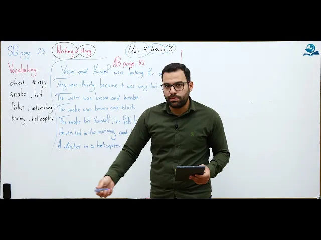 ⁣مادة اللغة الإنكليزية للصف الأول المتوسط : الوحدة الرابعة - الدرس السابع