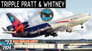 TFDi Design MD-11 with Pratt Whitney Engines Full Flight KATL to KLAX MSFS 2024 Beyond ATC