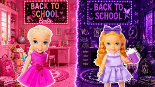 Elsie and Annie DollTime PINK vs PURPLE School Supplies & More