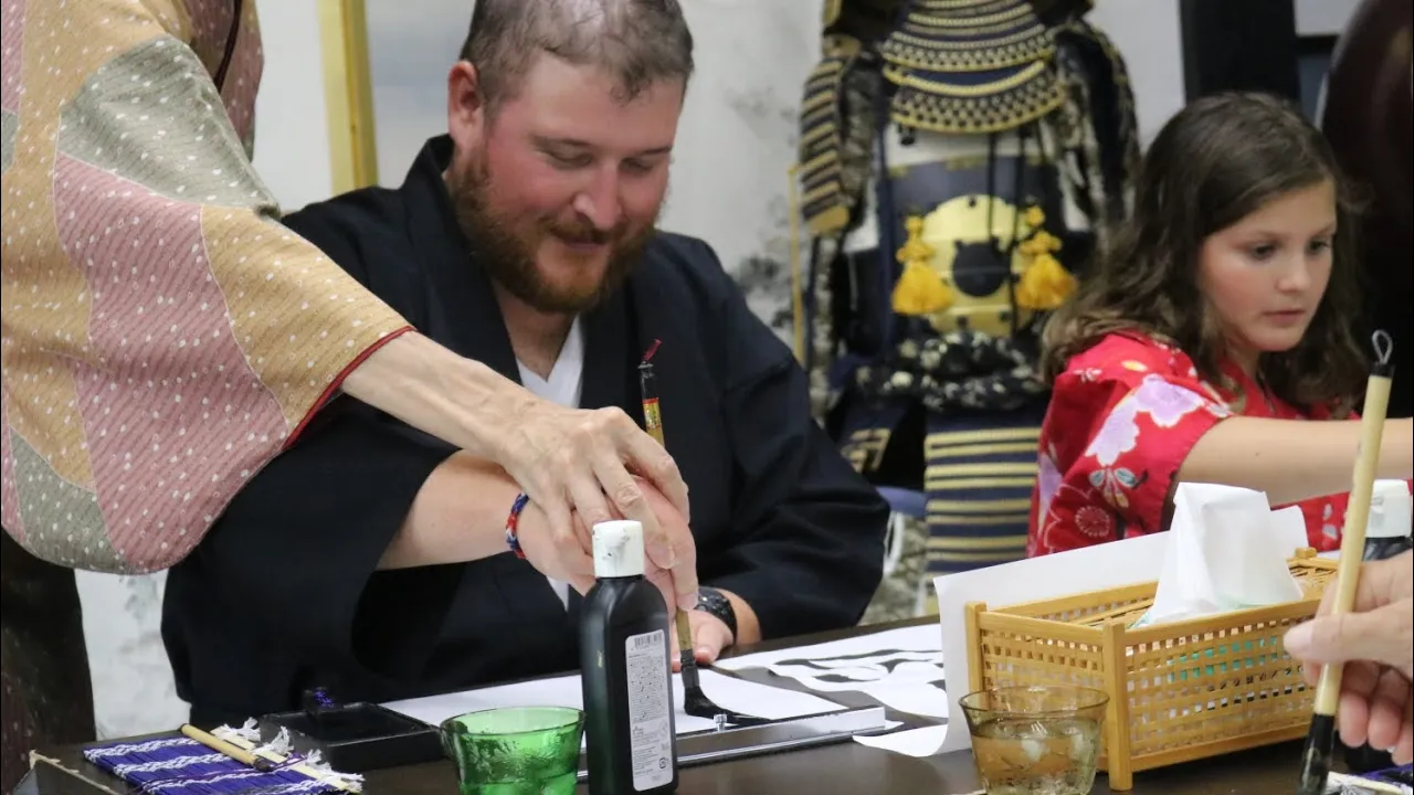 Learn Japanese Zen Calligraphy in Kimono near Osaka Castle