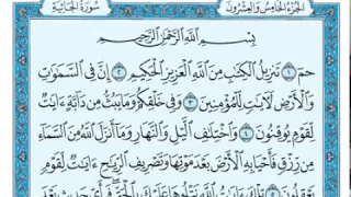 سورة الجاثية مكتوبة للقارئ ماهر المعيقلي دندنها