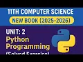 11th Computer Science Unit 2 Python Programming 2025-2026 New Book Solved Exercises