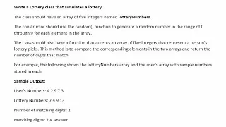 Lottery class that simulates a lottery in java