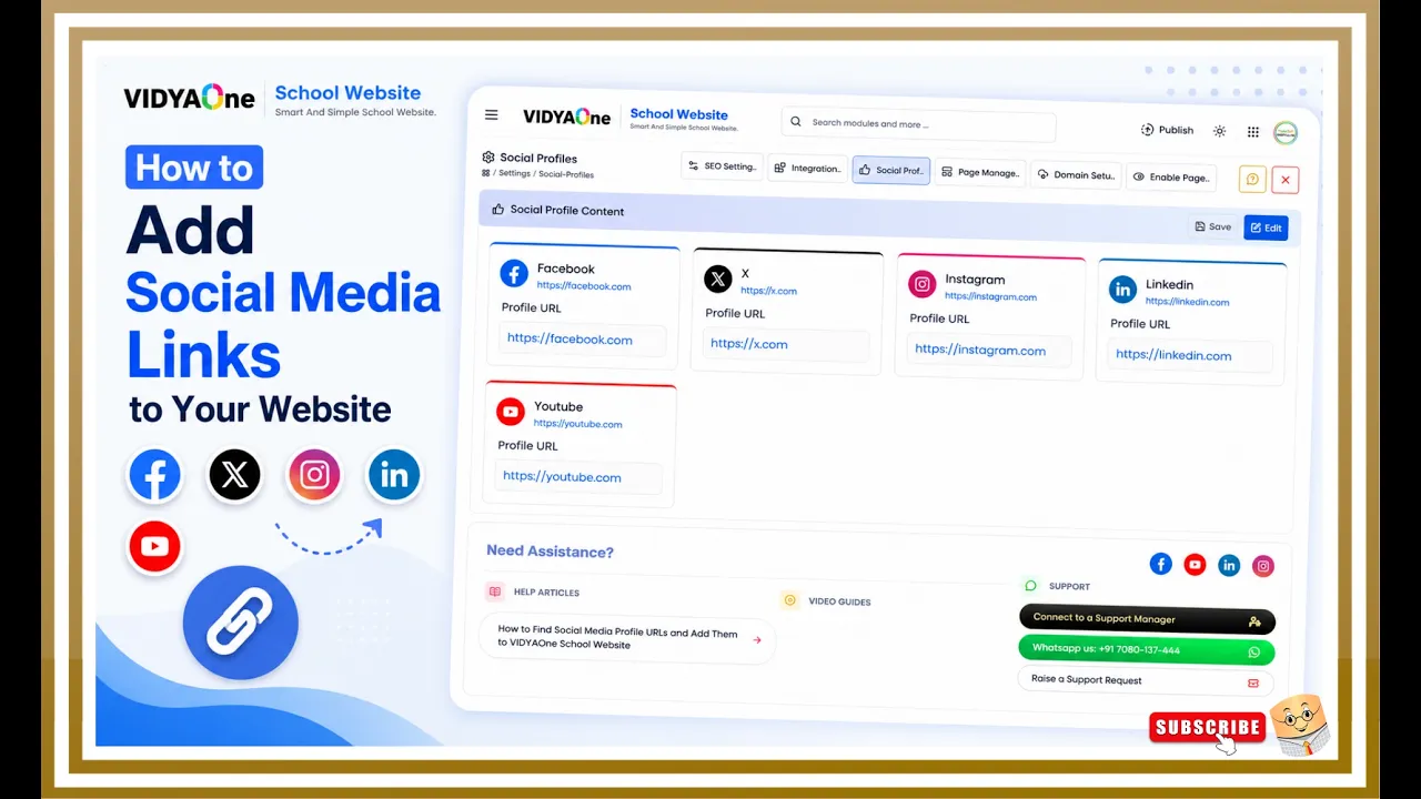Connect Facebook, Instagram, YouTube & LinkedIn to Your School Website