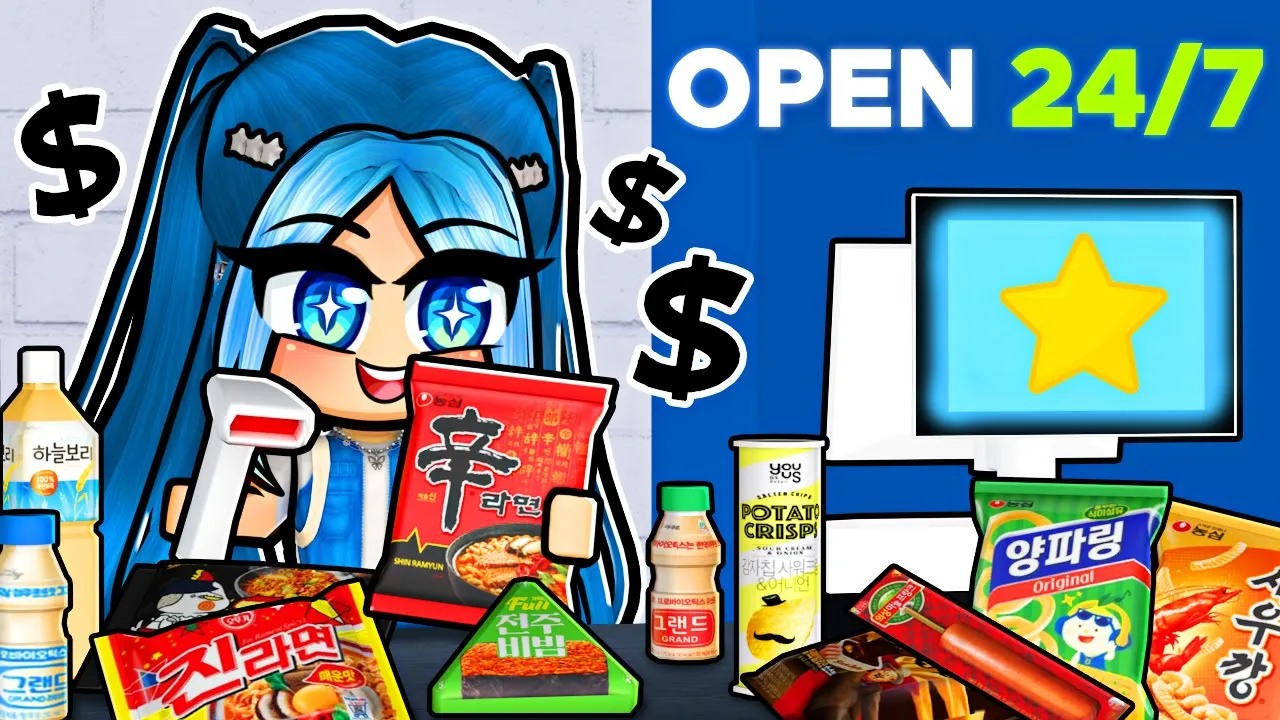 Working at a Korean CONVENIENCE STORE in Roblox!