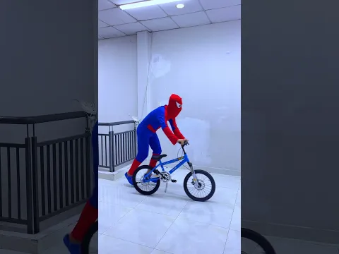 Spider-Man pushes the clown's bicycle 😂