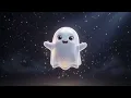 Minimal Dark Halloween Banner with Glowing Cute Ghost Effect