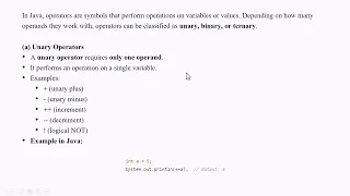 Distinguish between a Unary Binary and Ternary Operator Give examples of Java operators for each