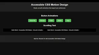 Accessible CSS Motion Design Tutorial Buttons Scrolling Text Animation