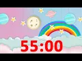 55 Minute Timer with Music for Children Kids Classroom - Countdown Satisfying