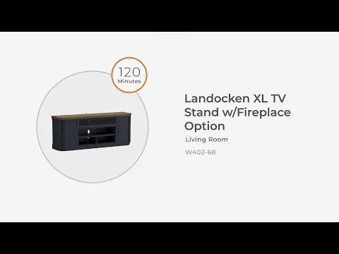 Landocken - XL TV Stand W/Fireplace Option - Brown / Blue