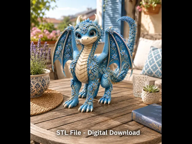 Azure Blossom Dragon STL File for 3D Print video thumbnail