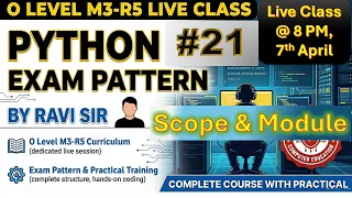 Class-21 Python Scope Module in Hindi O Level M3-R5 Full Theory MCQ