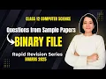 FILE HANDLING Important Programs Questions BINARY FILE Class 12 Computer Science Boards 2025