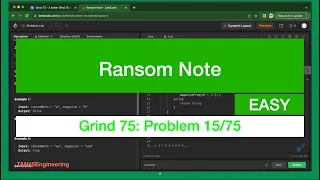 Ransom Note Problem Leetcode - Java Grind 75 Coding Series