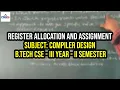 Register Allocation and Assignment Code Generation and Optimization Compiler Design CSE DBS