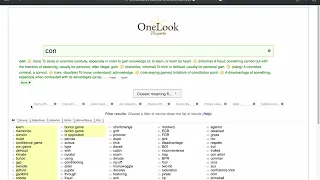 Sorting and Filtering with OneLook Thesaurus