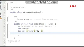 java program to print inverted half pyramid using