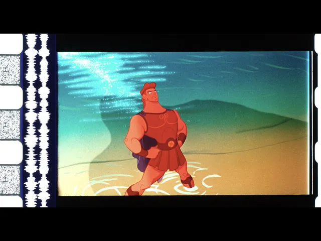 Hercules (1997), 35mm film trailer, flat 16:9 hard matte, overscan 1.63 ratio