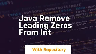 java remove leading zeros from int