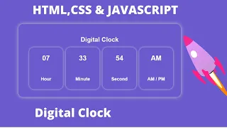 Digital Clock HTML CSS JavaScript Project In Hindi Justforcode